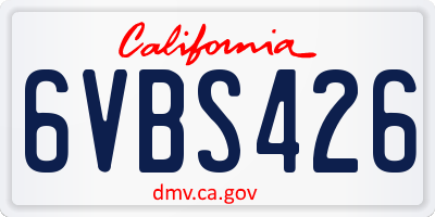 CA license plate 6VBS426