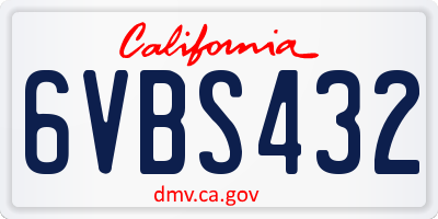 CA license plate 6VBS432