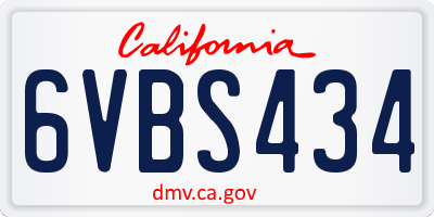CA license plate 6VBS434