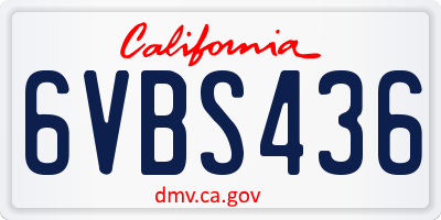 CA license plate 6VBS436