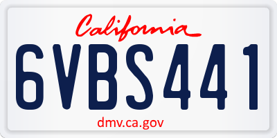 CA license plate 6VBS441