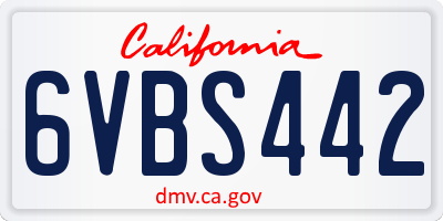 CA license plate 6VBS442