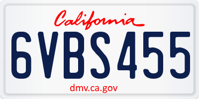CA license plate 6VBS455
