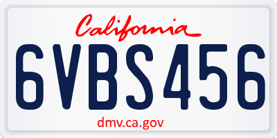 CA license plate 6VBS456