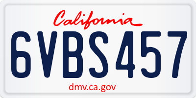 CA license plate 6VBS457