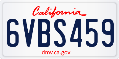 CA license plate 6VBS459