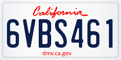 CA license plate 6VBS461