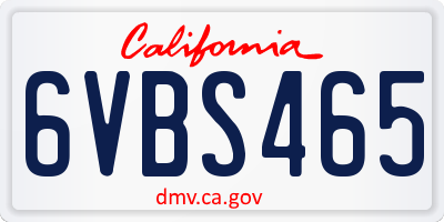 CA license plate 6VBS465