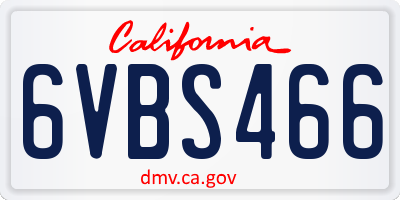 CA license plate 6VBS466