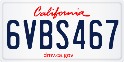 CA license plate 6VBS467