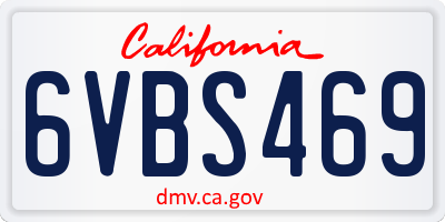 CA license plate 6VBS469