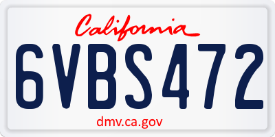 CA license plate 6VBS472
