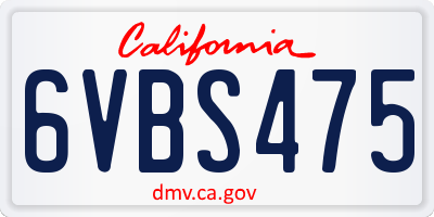 CA license plate 6VBS475