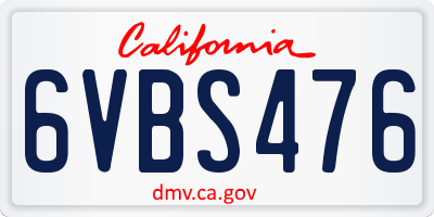 CA license plate 6VBS476
