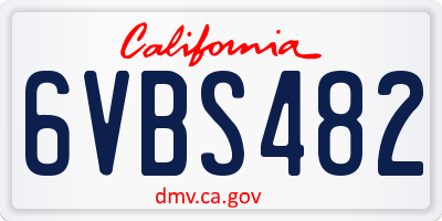 CA license plate 6VBS482