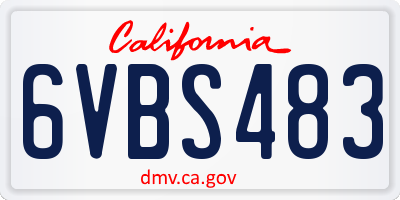 CA license plate 6VBS483