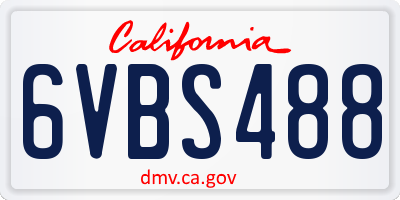 CA license plate 6VBS488