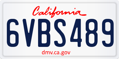 CA license plate 6VBS489