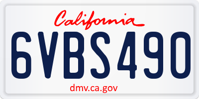 CA license plate 6VBS490