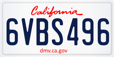 CA license plate 6VBS496