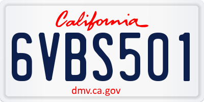 CA license plate 6VBS501