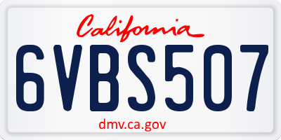 CA license plate 6VBS507