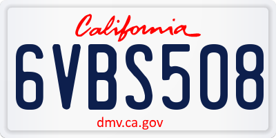 CA license plate 6VBS508