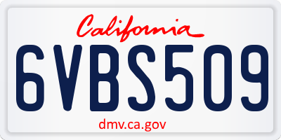 CA license plate 6VBS509