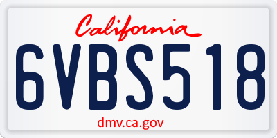 CA license plate 6VBS518