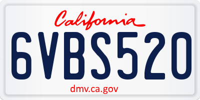 CA license plate 6VBS520