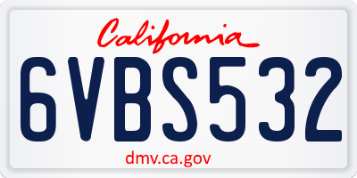 CA license plate 6VBS532