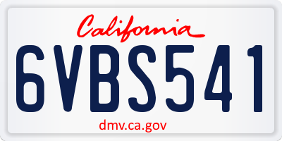 CA license plate 6VBS541