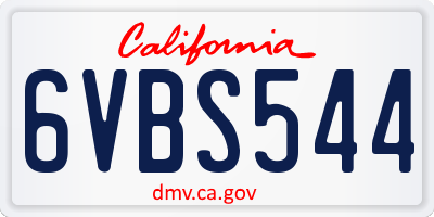 CA license plate 6VBS544