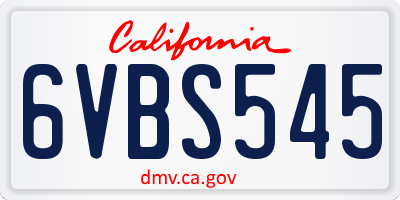 CA license plate 6VBS545