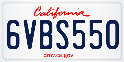 CA license plate 6VBS550