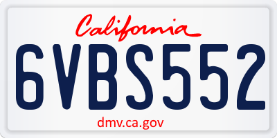 CA license plate 6VBS552