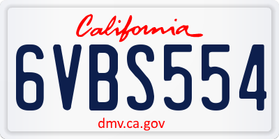 CA license plate 6VBS554