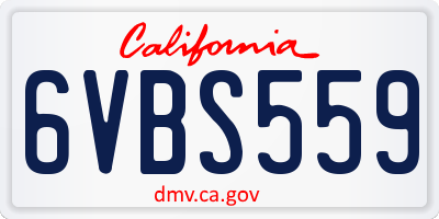 CA license plate 6VBS559