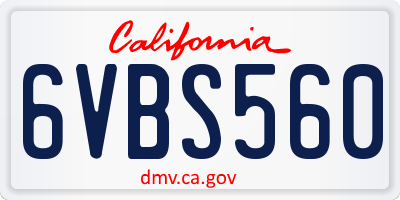 CA license plate 6VBS560