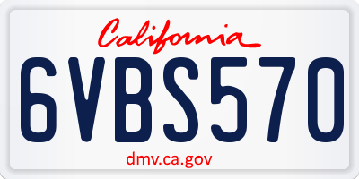 CA license plate 6VBS570