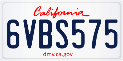 CA license plate 6VBS575