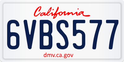 CA license plate 6VBS577