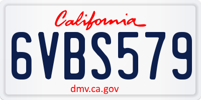 CA license plate 6VBS579