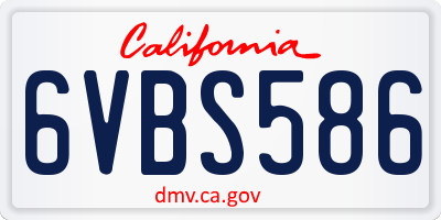 CA license plate 6VBS586