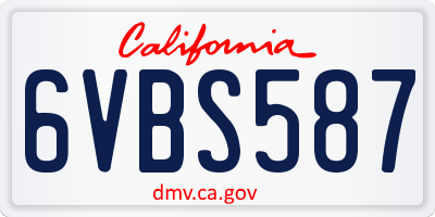 CA license plate 6VBS587