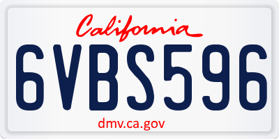 CA license plate 6VBS596