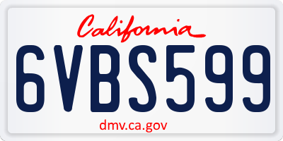 CA license plate 6VBS599