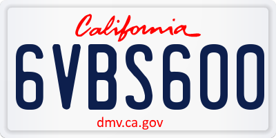 CA license plate 6VBS600