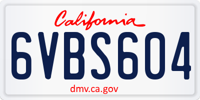 CA license plate 6VBS604