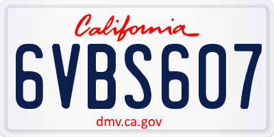 CA license plate 6VBS607